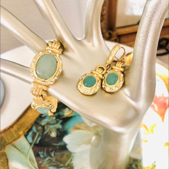 Chrysoprase green Modern vintage Demi Parure set - Picture 7 of 10